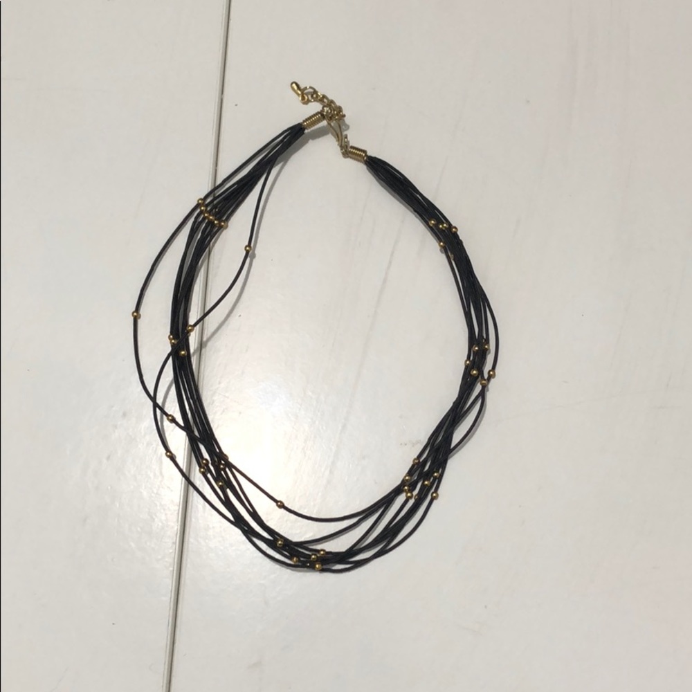 Leather like choker necklace hippy jewelry